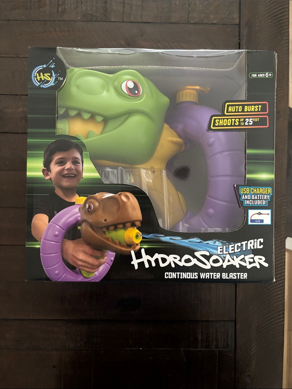 Electric Continuous Water Blaster - Green & Purple Dino